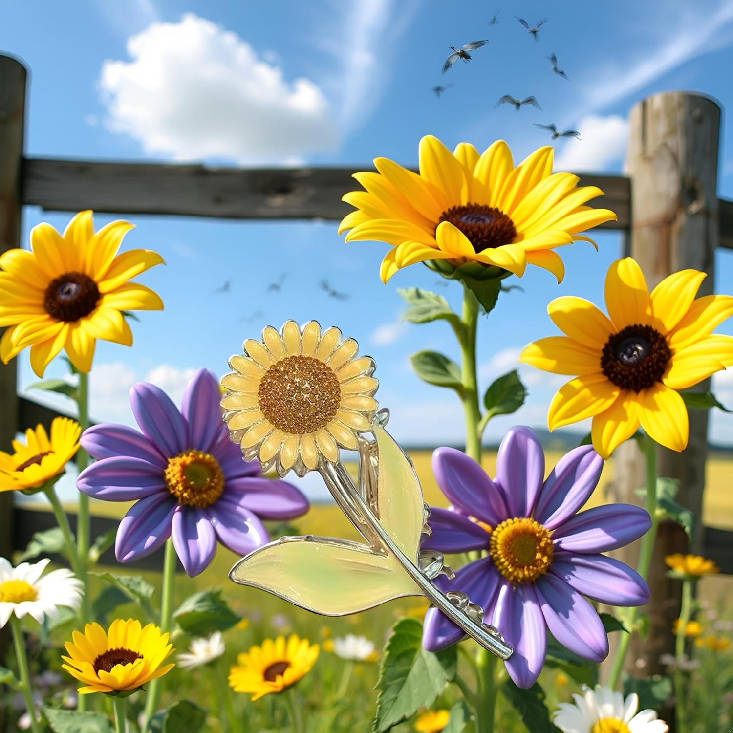 Sunflower Hair Clips Large Non-Slip Hair Clips Strong Hold Hair Accessories for Women Girls Hair Clips image number 5