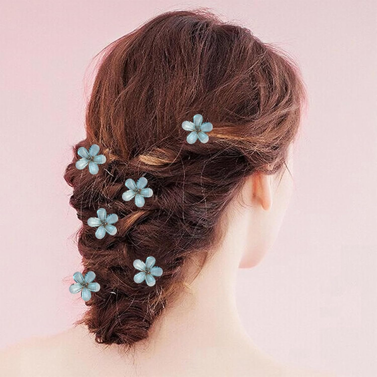 20 Pcs Flower Claw Clips Rhinestone Mini Hair Clips Sun Flower Claw Clip for Women Girls (Blue) image number 6
