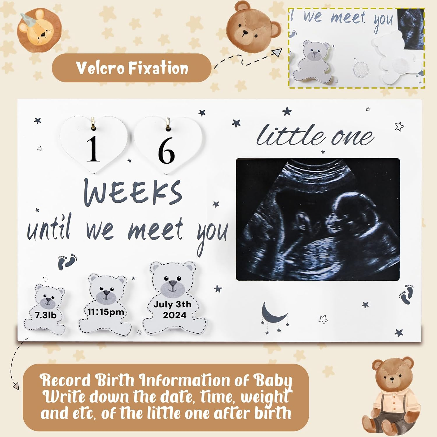 Ourwarm Ultrasound Picture Frames, Sonogram Picture Frame with Baby Countdown Weeks, Ultrasound Frame for Baby Announcement Sign, Expecting Mom Parents to Be Unique Gifts for Pregnant Women image number 3