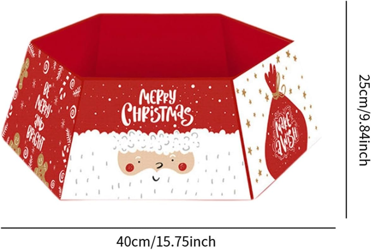 TENOL Christmas Tree Collar Christmas Tree Skirt Hexagon Ornament Decorative Christmas Decoration Christmas Tree Ring for Party, Style D image number 1