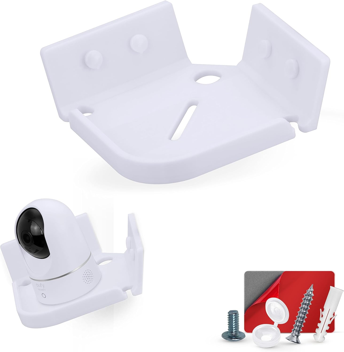 Drill Free Tilted Corner Wall Mount Small Shelf for Baby Monitors, Home Security Cameras & More, Strong VHB Adhesive with Screw in Option, Easy to Install, No Mess by Brainwavz