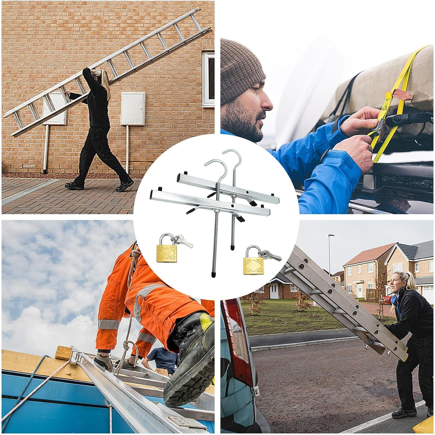 Ladder Roof Rack Clamps - Iron Ladder Accessory Lock | Ladder Accessory Locks | Ladder Secure Clamps | Roof Rack Ladder Clamp | Lock Jaw Ladder Grip Secure and Easy to Use image number 2