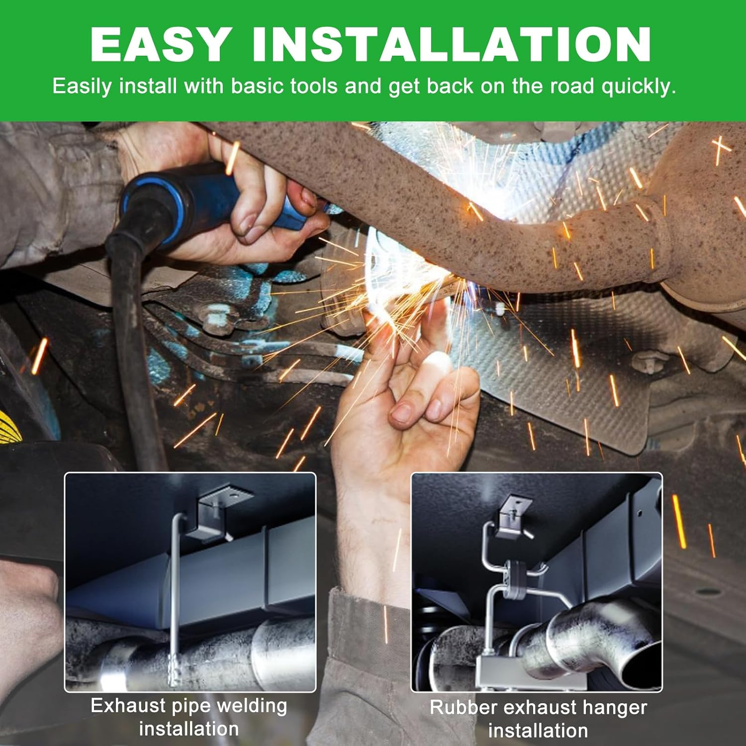 2 Pack Universal Exhaust Hanger Rod, Heavy Duty Exhaust Muffler Hanger Rod, 3/8" Rod 10" Long (2 Pack) image number 1