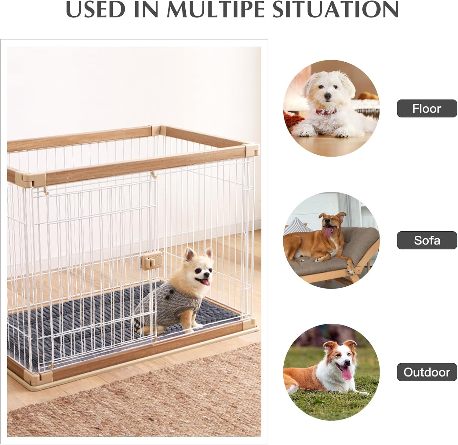 BVAGSS Dog Bed Mat,Reversible Dog Crate Pad, Memory Foam Dog Beds, Soft Warm Pet Cushion for Small Medium Dogs, Washable Pet Sleeping Mattress Kennel Bed Pad XH079 (76X50X4 Cm,Light Grey) image number 3