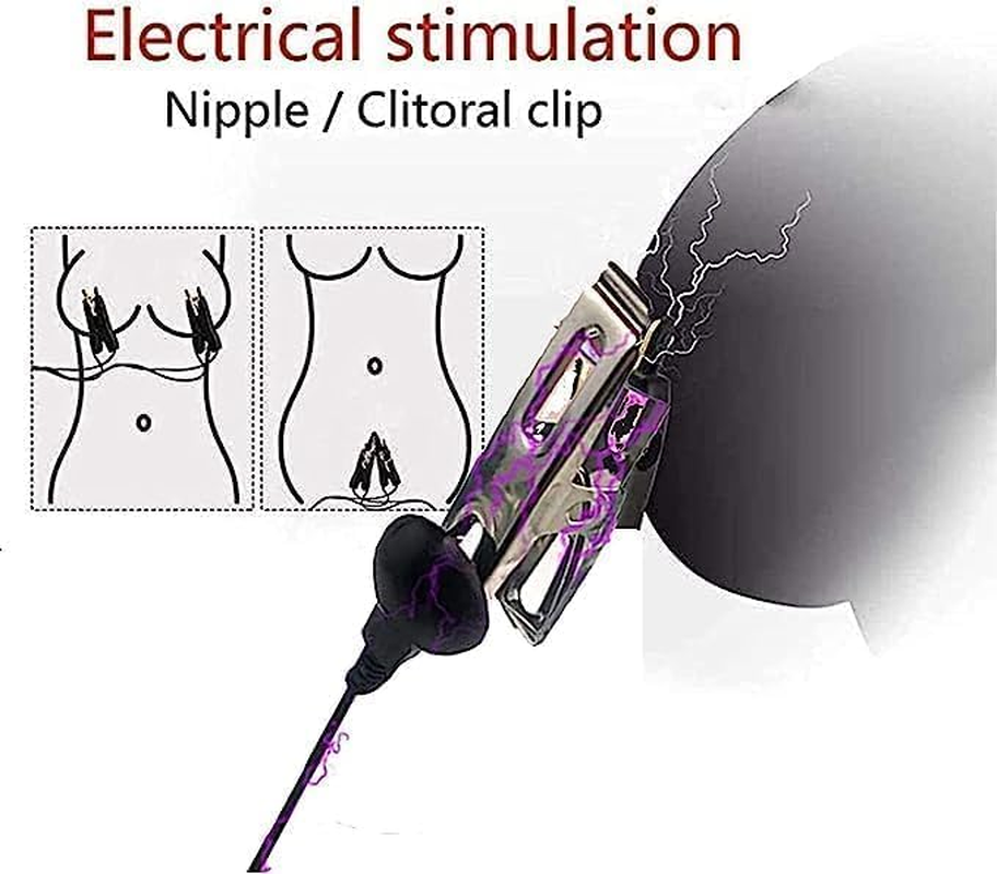 Electric Shock Nipple Clamps Clip Adjustable Current Level Nipple Jewelry Non Piercing, Suitable for Ladies Own Use and Flirting with Couples Adult Sex Toy (B) image number 2