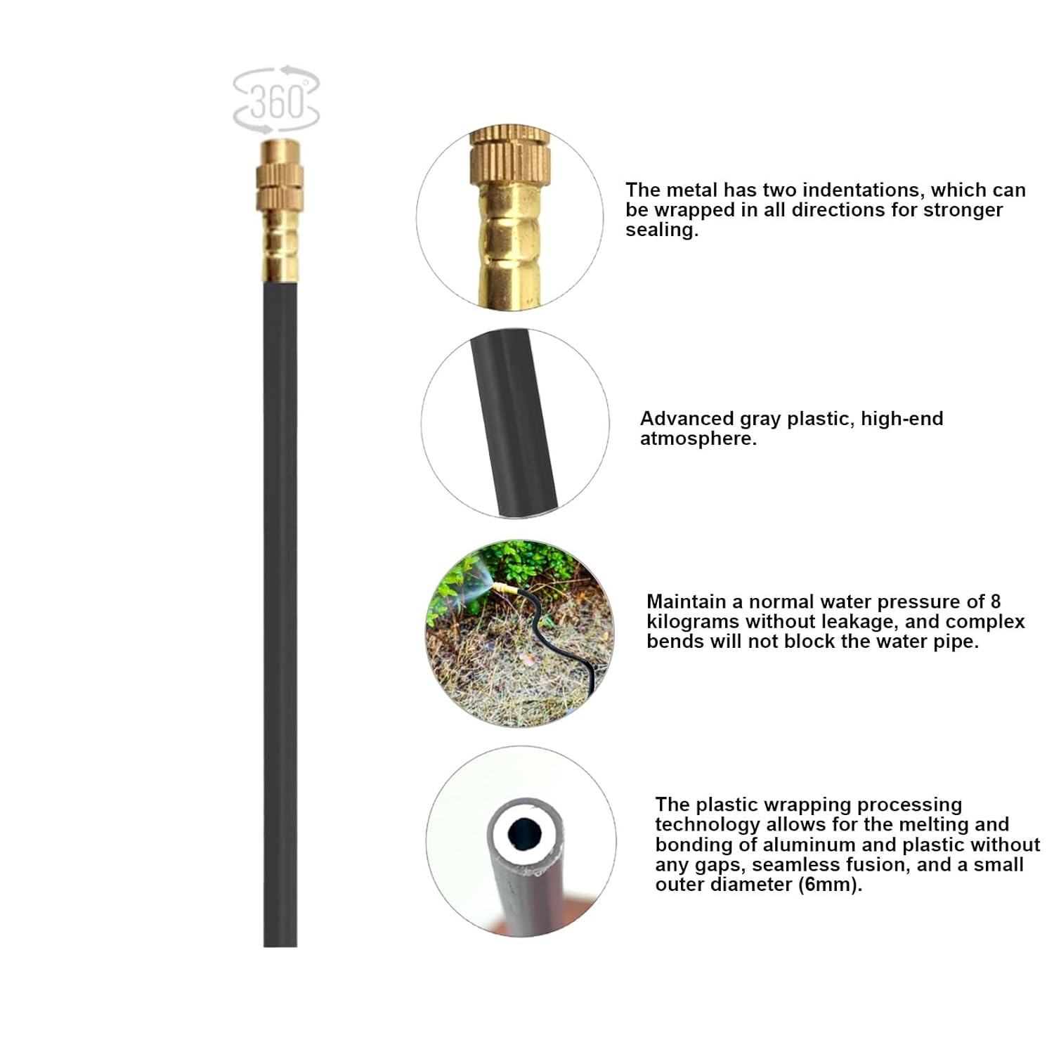 New Drip Irrigation Kit, Automatic Garden Watering System, Quick Connector and 360-Degree Bending Dropper Atomizing Copper Nozzle, Garden Plant Lawn Courtyard Watering System. (25 Spray Nozzles) image number 5