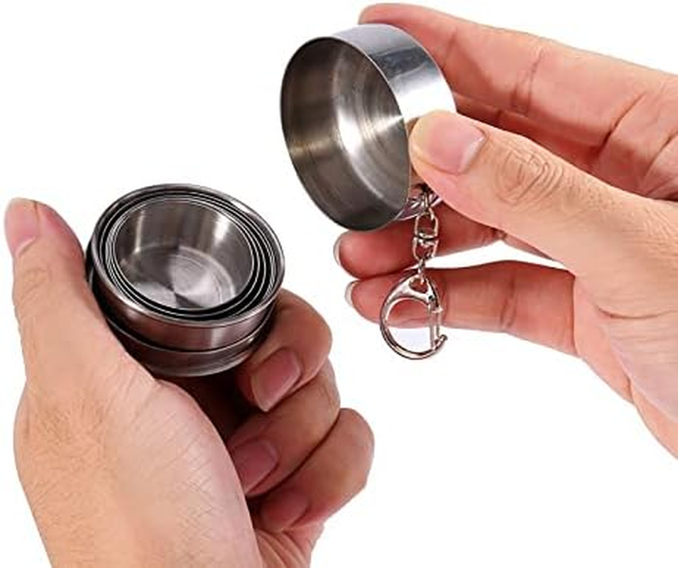S/M/L Stainless Steel Folding Cup Portable Stackable Folding Cup Collapsible for Travel Picnic Hiking Outdoor (S) image number 5