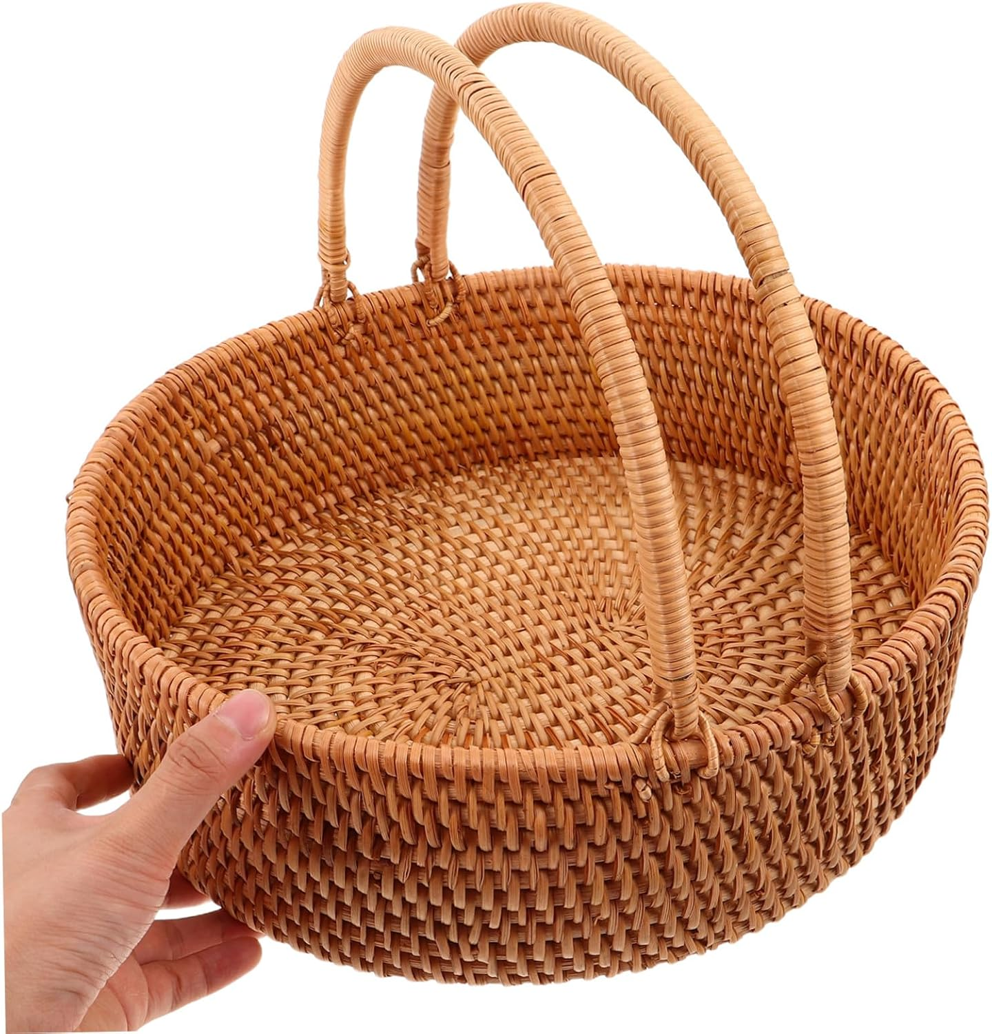 Mipcase Portable Large Willow Rattan Basket with Handle for Picnic and Fruit Storage Handwoven Kitchen Organizer with Openweave Breathable Design for Outdoor Activities and Home image number 3