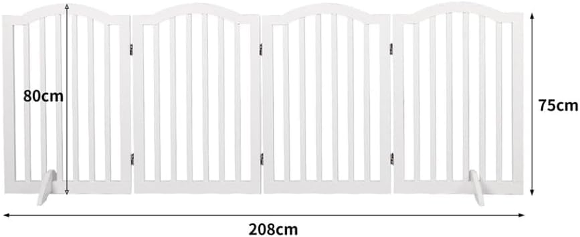 Pawz Wooden Pet Gate Dog Fence Safety Stair Barrier Security Door 4 Panels White, Cat Dog Wooden Fence with Narrow Gaps, Fold Easily for Storage Pet Playpen, Durable and Smooth Hinges for Baby Gate