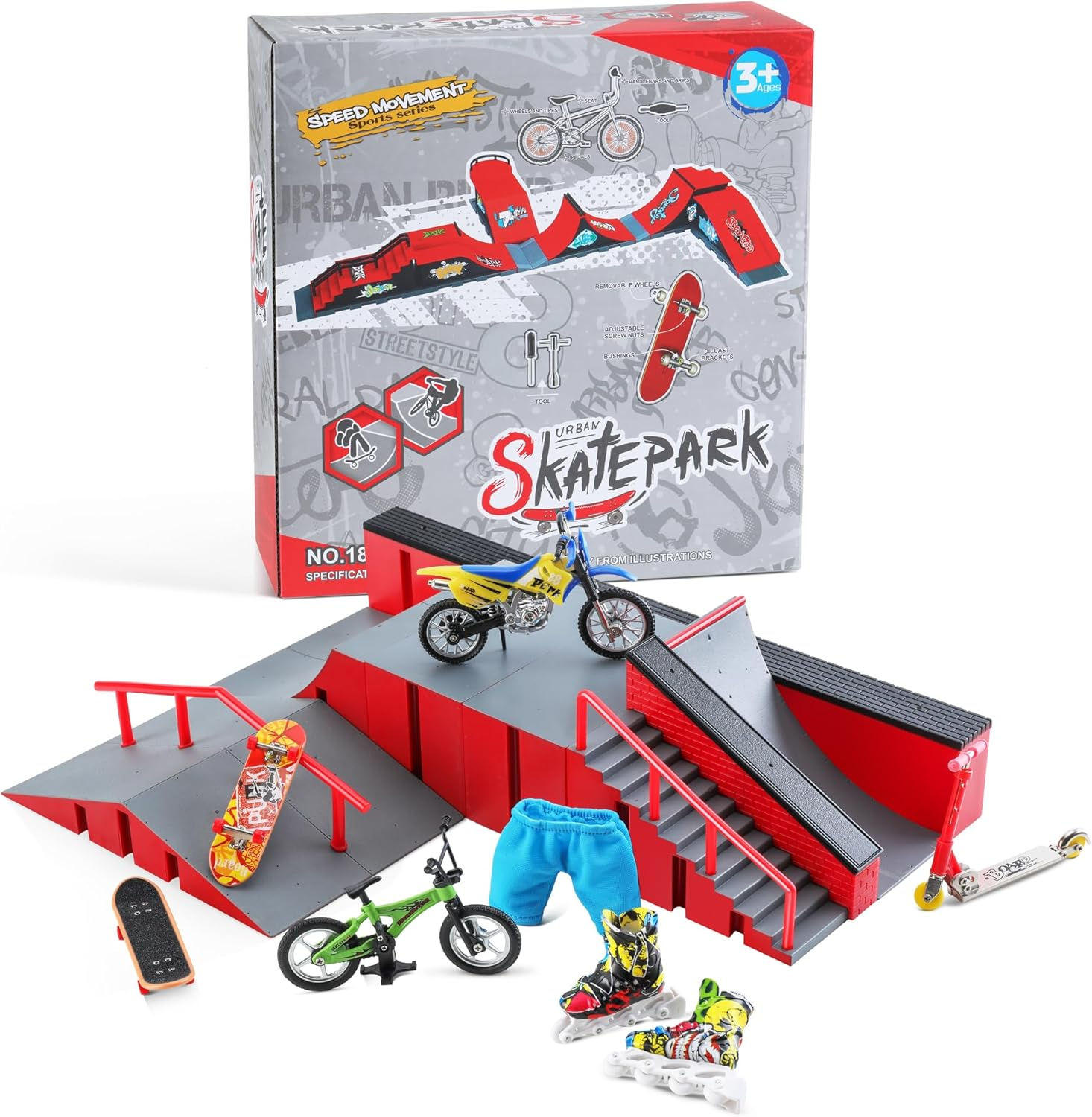 BROKIG Decktoy Finger Skateboard Sets,Fun Fingerboard Skatepark Kit Mini Finger Boards - Finger Training Toys for Kids Boys Gifts or Adult Party Toys (HB-004) image number 3