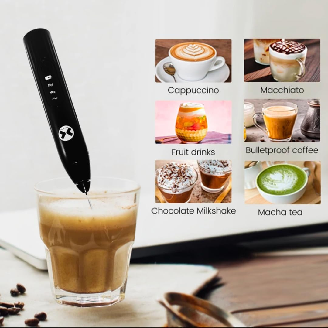 Rechargeable USB Whisk, Electric Milk Frother & Egg Beater, 3-Speed Handheld Mixer image number 4
