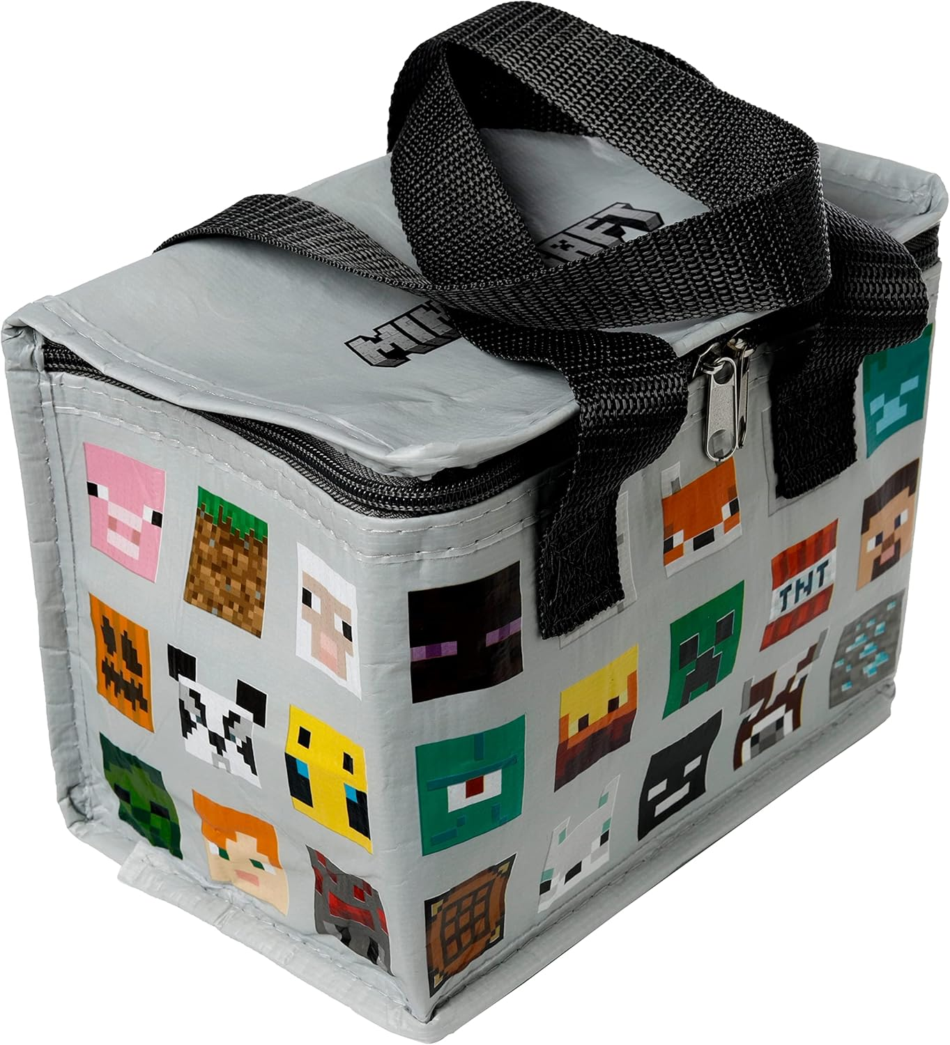 Puckator Cool Lunch Bag with Minecraft Faces Design Made Out of Recycled Plastic Bottles - Insulated Lunch Bag for Women Men Children - Lunch Box Bag for Work & School - Beach Picnic Accessories image number 6