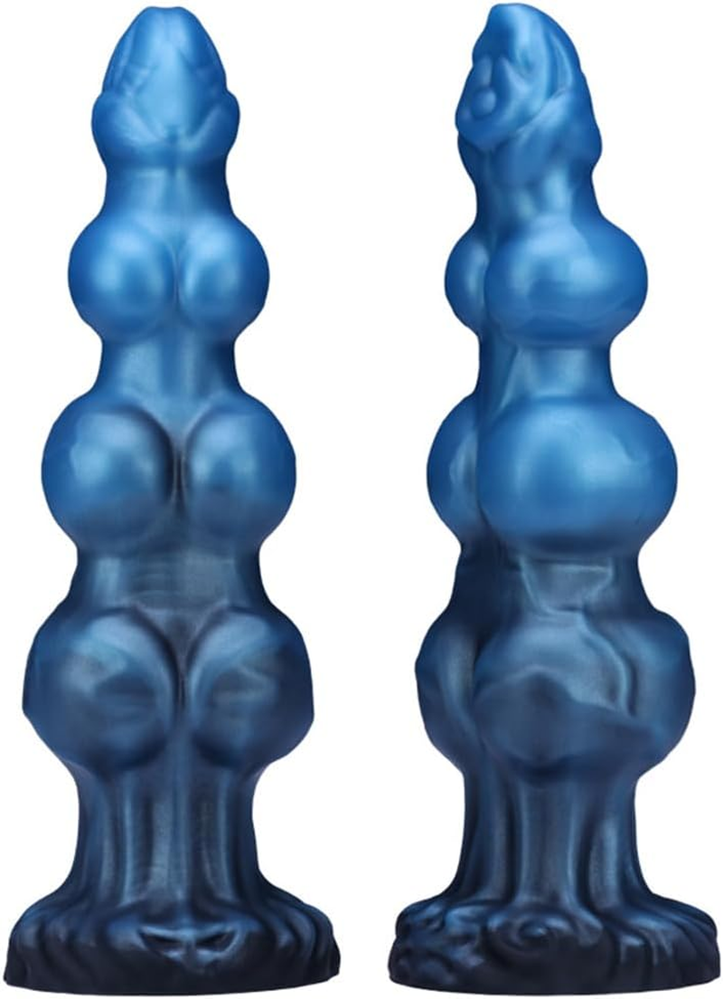 Huge Monster Dog Knot Dildo - Giant Fantasy Horse Silicone Dildos for Anal & G-Spot, Thick Dog Knot G-Spot Dildo Anal Sex Toy with Strong Suction Cup, Adult Sex Toys & Games for Men, Women, Gay (Blue, M)