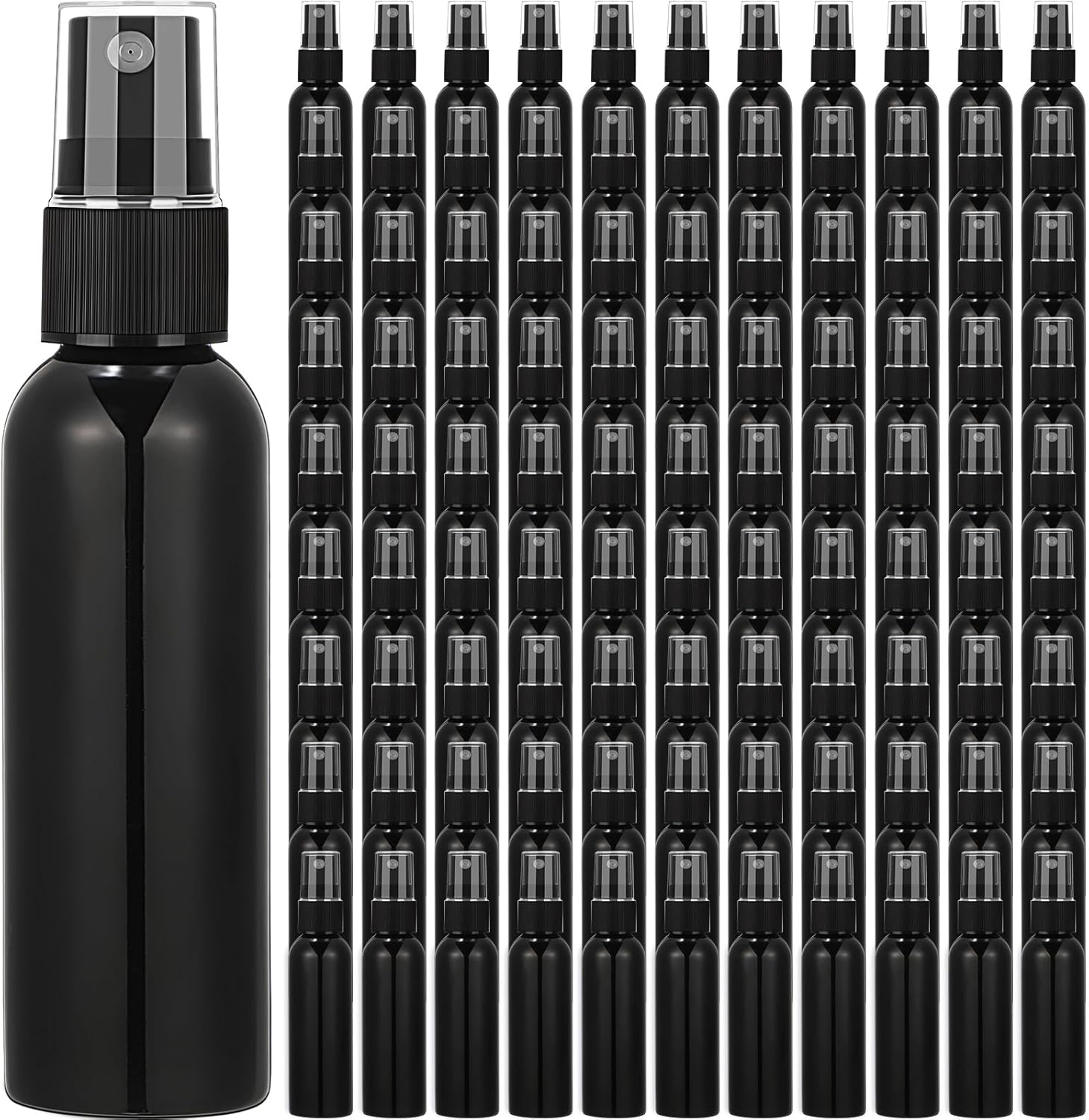 Tanlade 100 Pcs 2Oz Small Spray Bottles Refillable Mini Spritzer Clear Empty Plastic Spritz Bottle Refillable Reusable Travel Size Mist Bottle Sprayer for Travel Cleaning Perfume Liquid (Black) image number 2