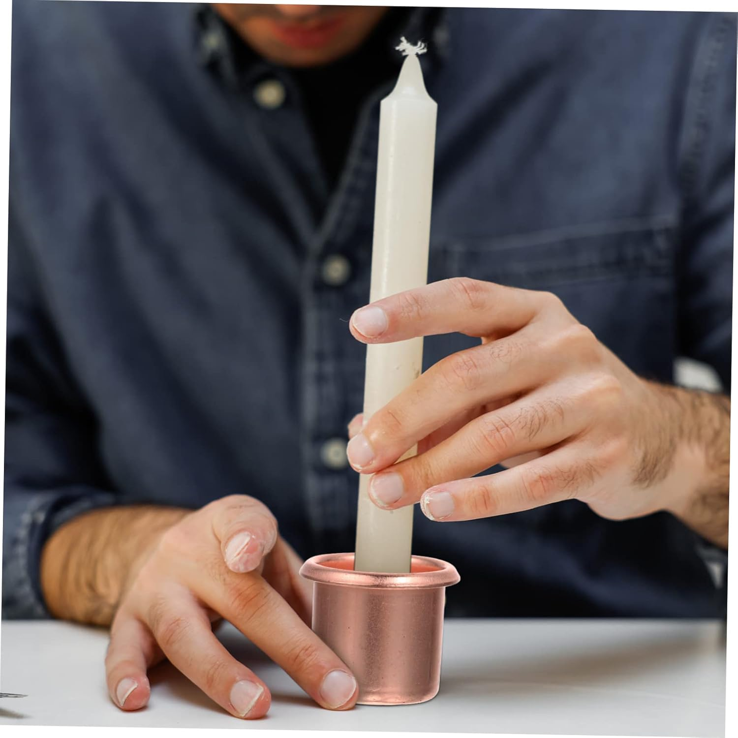 4Pcs Metal Tea Light Candle Holders Rustic Tea Candle Cups Led Metal Cup for Table Decor - Silver image number 7