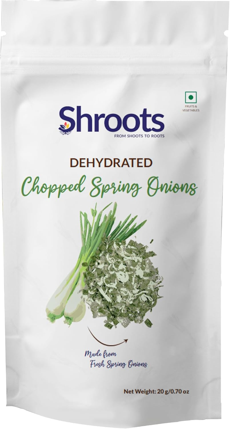 SHROOTS Dehydrated Chopped Spring Onion Flakes Pure Vegetarian No Added Salt Easy Cooking Essential Machine Dried Vegetable with Natural Aroma Ideal for Immune Support & Digestive - 0.71 Oz, Pack of 1 image number 5