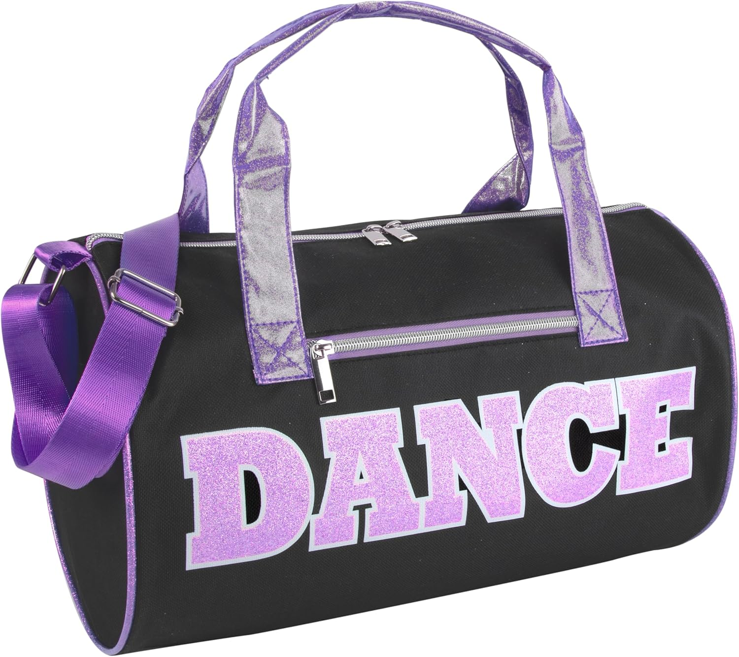 MADISON & DAKOTA Garment Dance Shoulder Bags for Girls, Teen Dancers, Costumes, Boys | Holographic Glitter Dance Bag for Kids, Dance Purple & Pink, Every Day