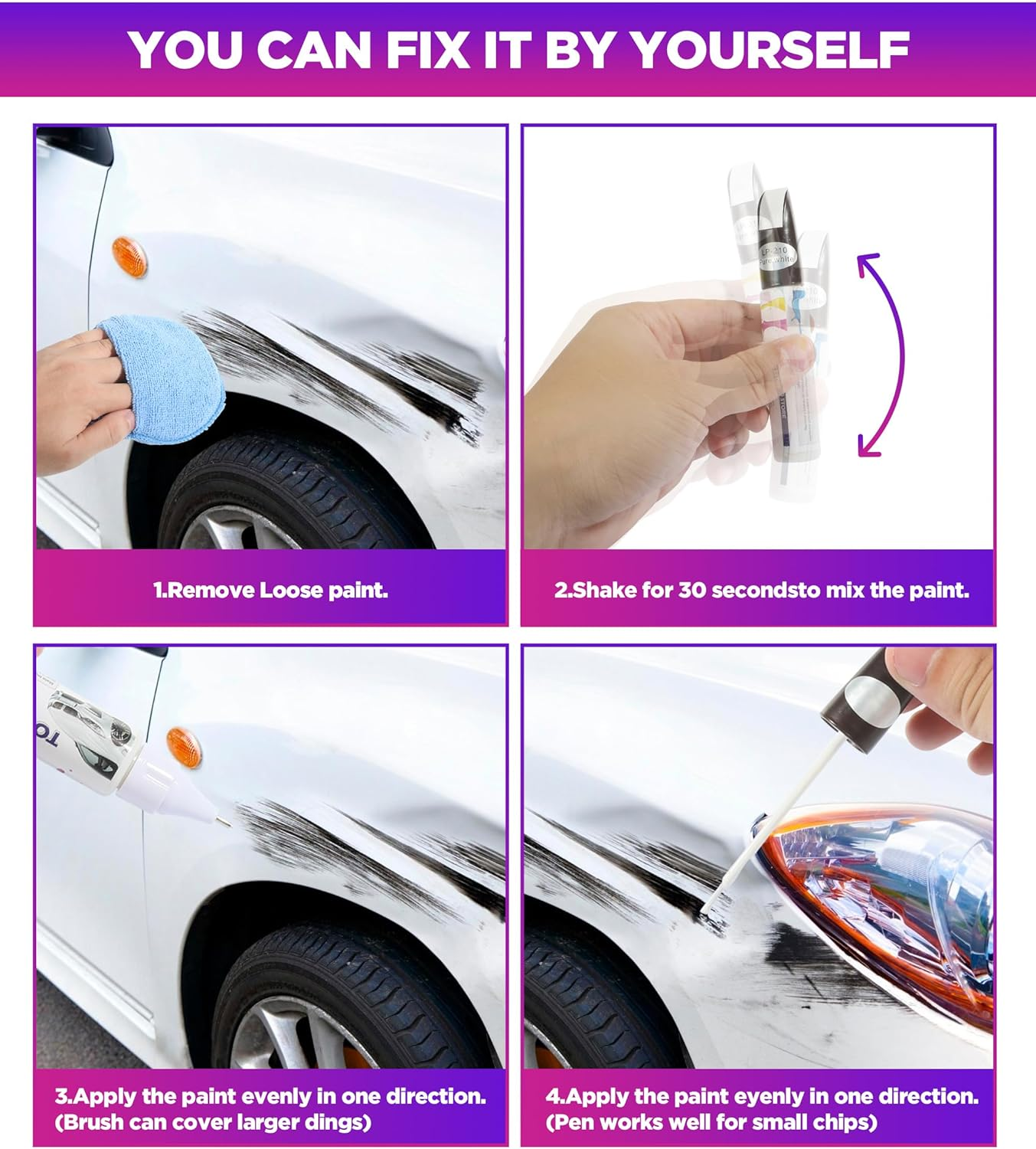 YAKEFLY Car Touch up Fill Paint Pen,2-In-1 Automotive Touch up Paint,Easy & Quick Auto Car Paint Scratch Repair,Special-Purpose Repair Paint Pen Car Touch up Paint for Scratch Repair Various Cars image number 2