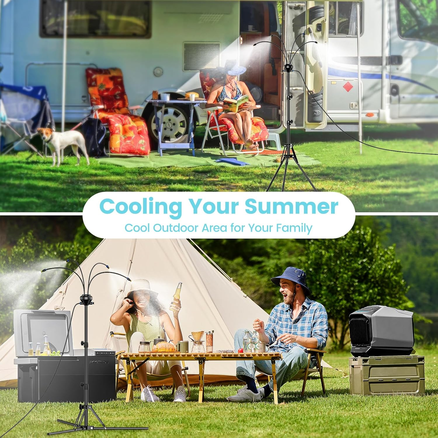 Upgrade Standing Misters for outside Patio - Portable Misting System for Cooling Outdoor 65 Inch Height Water Mister W 26.5Ft Stand Misting Line for Garden Yard BBQ Pool Water Playing Sprinklers image number 5