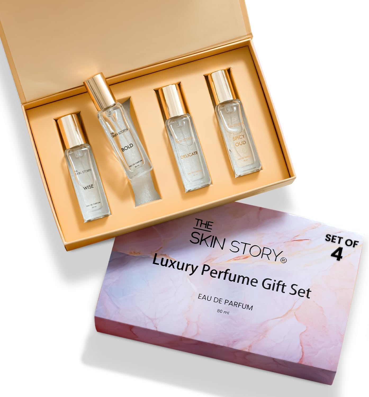 MANTRAMART Luxury Perfume Set for Women &ndash; 4 Eau De Parfum Fragrances (Wise, Bold, Delicate & Spicy Oud) &ndash; Long-Lasting Scent &ndash; 4 X 20Ml Travel Size &ndash; Ideal Any Occasion image number 6