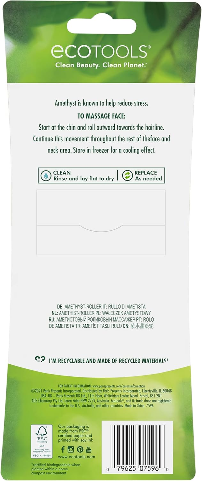 Eco Tools Amethyst Face + Eye Roller, Massage Tool Facial Set, 100% Skincare Essential image number 3