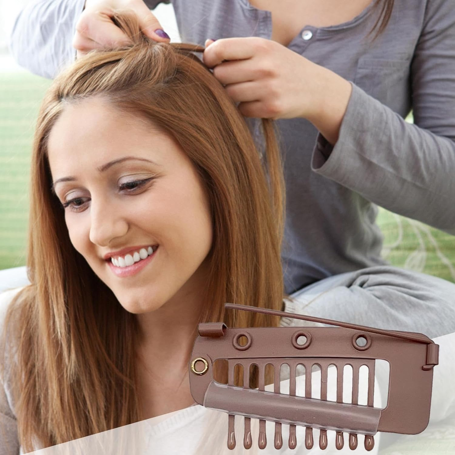 Chunni Dupatta Clip with Safety Pins | Hair Chunni Clips with Safety Pins | Strong Chunni Clip | Easy to Use Hair Extension Clips | Wig Clips for Hair Extensions for Women - 3Pcs/3 Colors image number 4