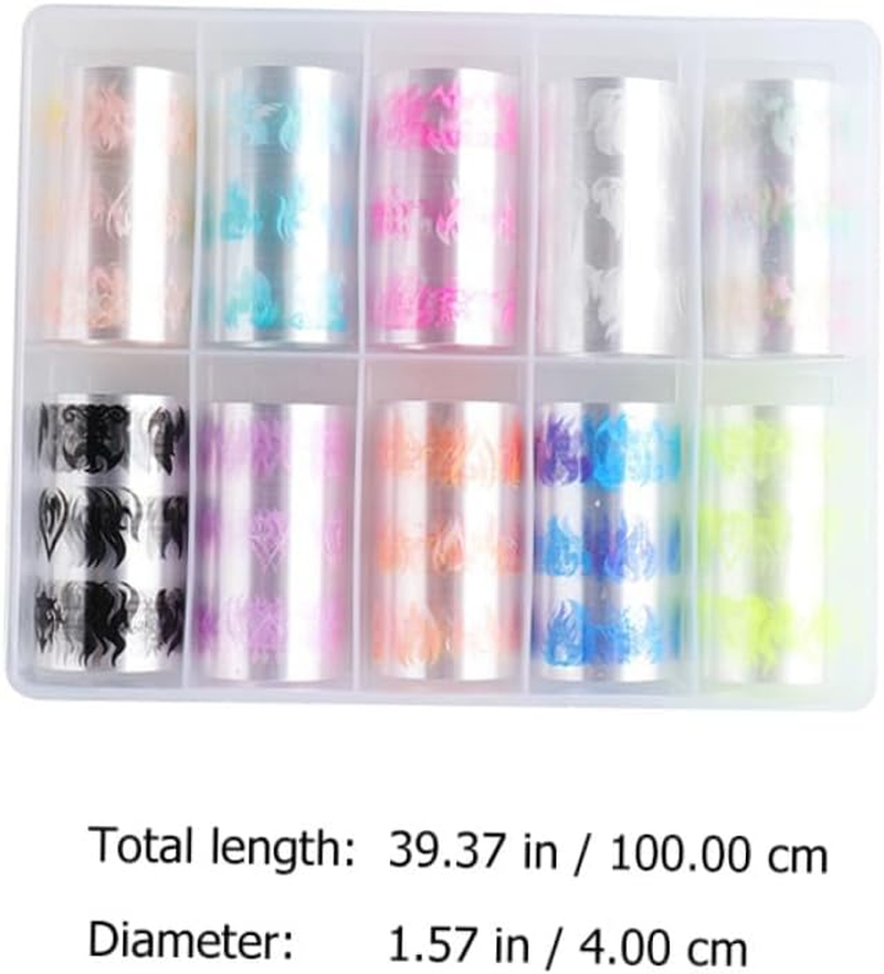 VALICLUD 10Rolls Holographic Flame Sky Nail Sticker Self-Adhesive Decals for Manicure Nail Art Decor image number 5