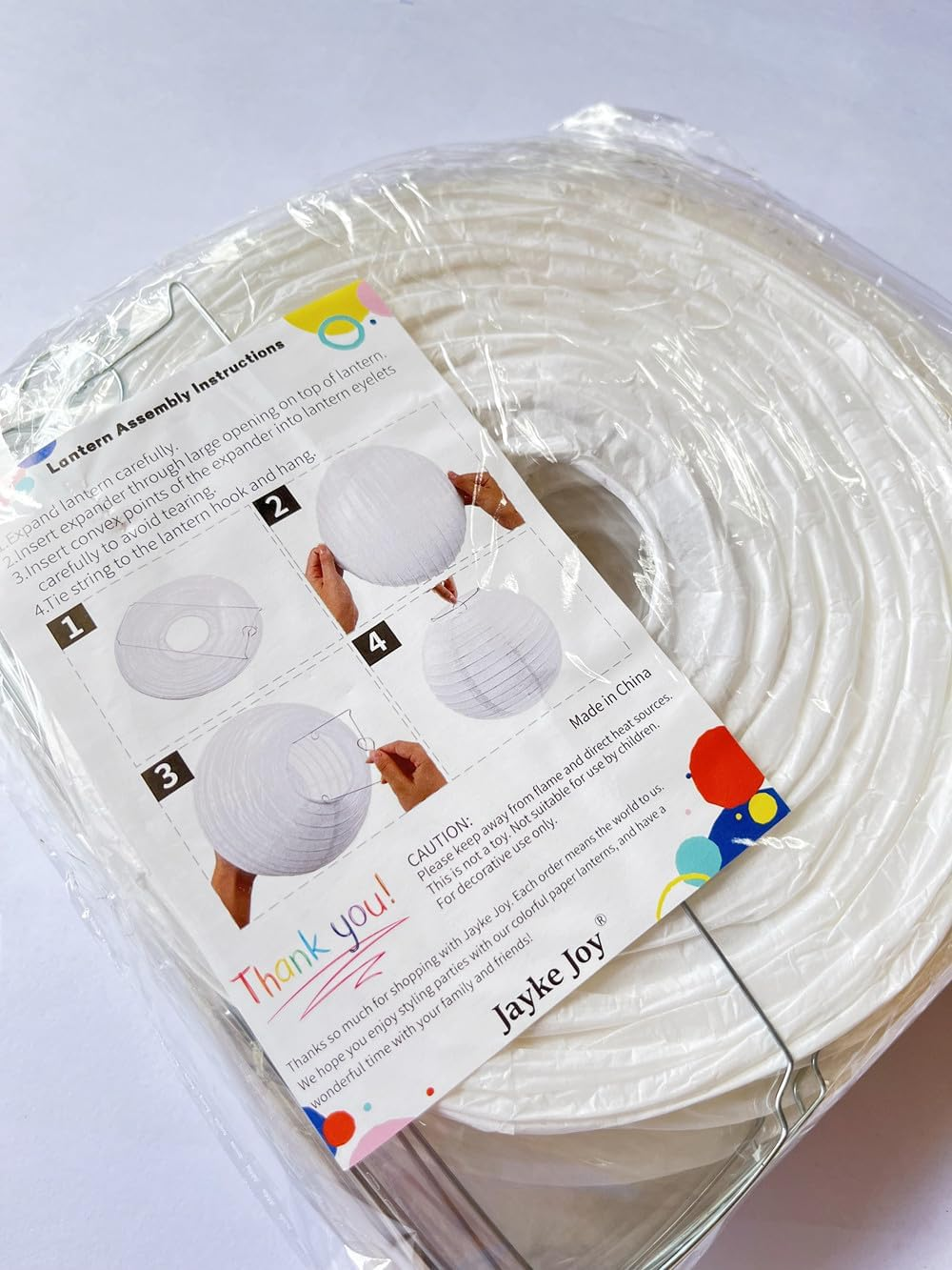 White Paper Lanterns for Party Decorations (8 Inch X 15Pcs) image number 2