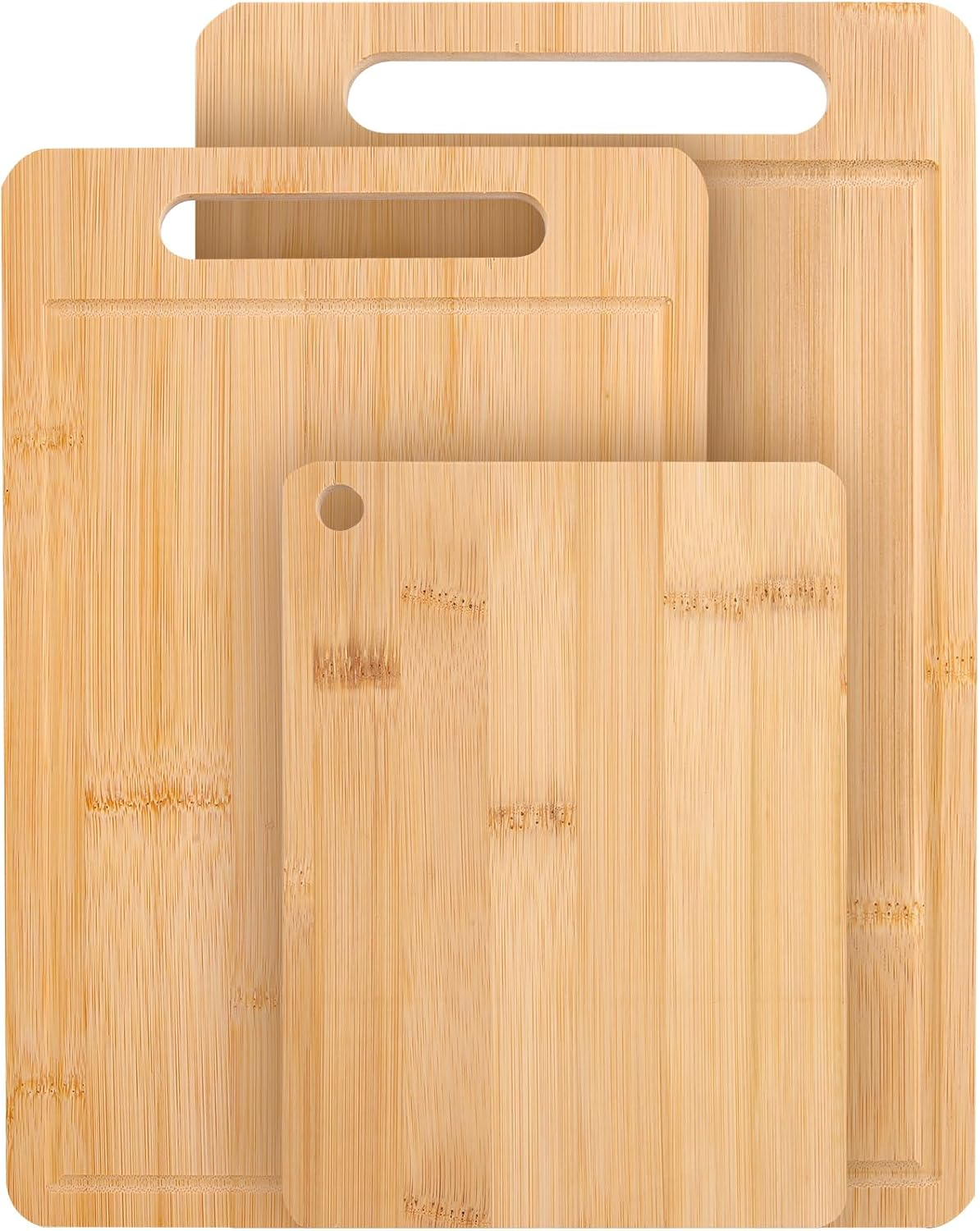 Donxote Bamboo Cutting Board Set of 3 - Butcher Block with Juice Groove for Meat, Vegetables, and Fruits - Charcuterie & Kitchen Gadgets Gift image number 4