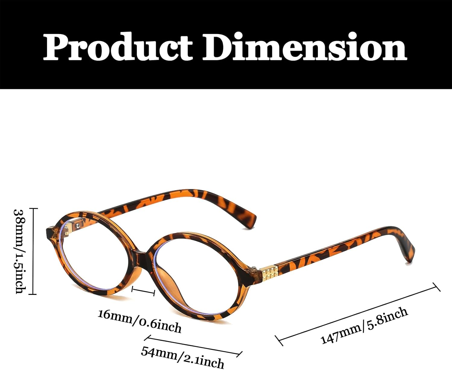 LJCZKA Oval Blue Light Glasses for Women Men Computer Glasses Oval Frame anti Eyes Strain Headache Unisex for Reading Texting Gaming - Black + Leopard image number 7