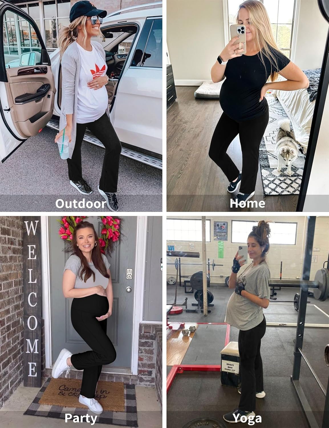 Buttery Soft Fold over Straight Leg Leggings, Two Ways to Wear, before during after Pregnancy image number 6