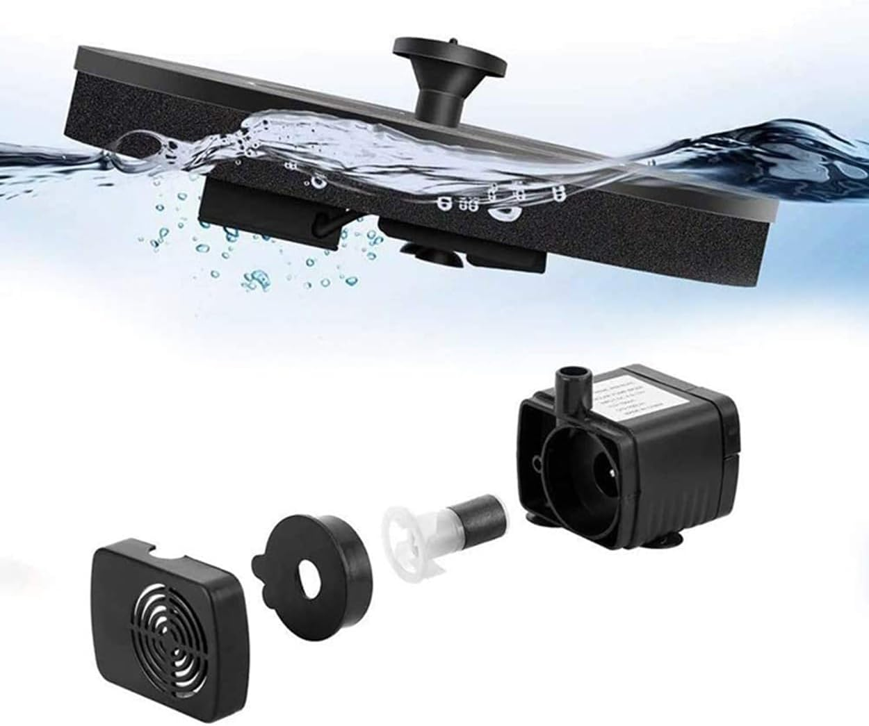 Meichoon Solar Fountain Pump 3.5W with 6 Nozzles Birdbath Water Feature Independent Floating Fountain for Gardens Ponds Fish Tanks Aquariums Outdoors MY01 image number 6