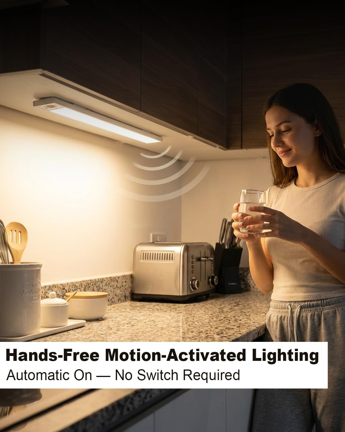 INDCAN IMPORT Motion Sensor Light Rechargeable, Cordless LED Cabinet Light for Kitchen, Closet & Hallway, Stick-On Night Light, under Cabinet Lighting, Motion Activated Indoor Lamp image number 6