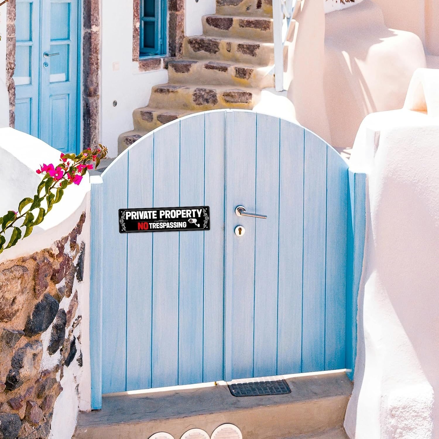 2 Pcs Private Property No Trespassing Metal Sign, Private Property Signs Warning Signs Reflective Aluminum Metal Sign for House Door Fence Gate image number 3