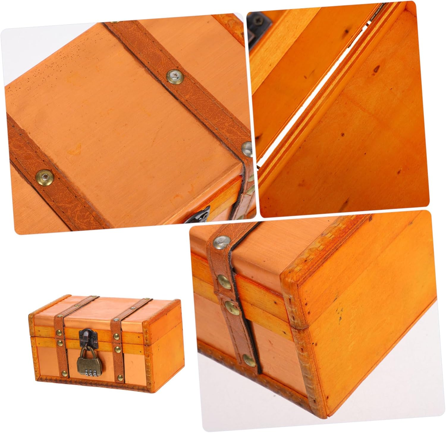 Retro Wooden Storage Box Vintage Treasure Chest for Boys and Girls Lockable Decorative Box Small Trinket Organizer for Desktop image number 1