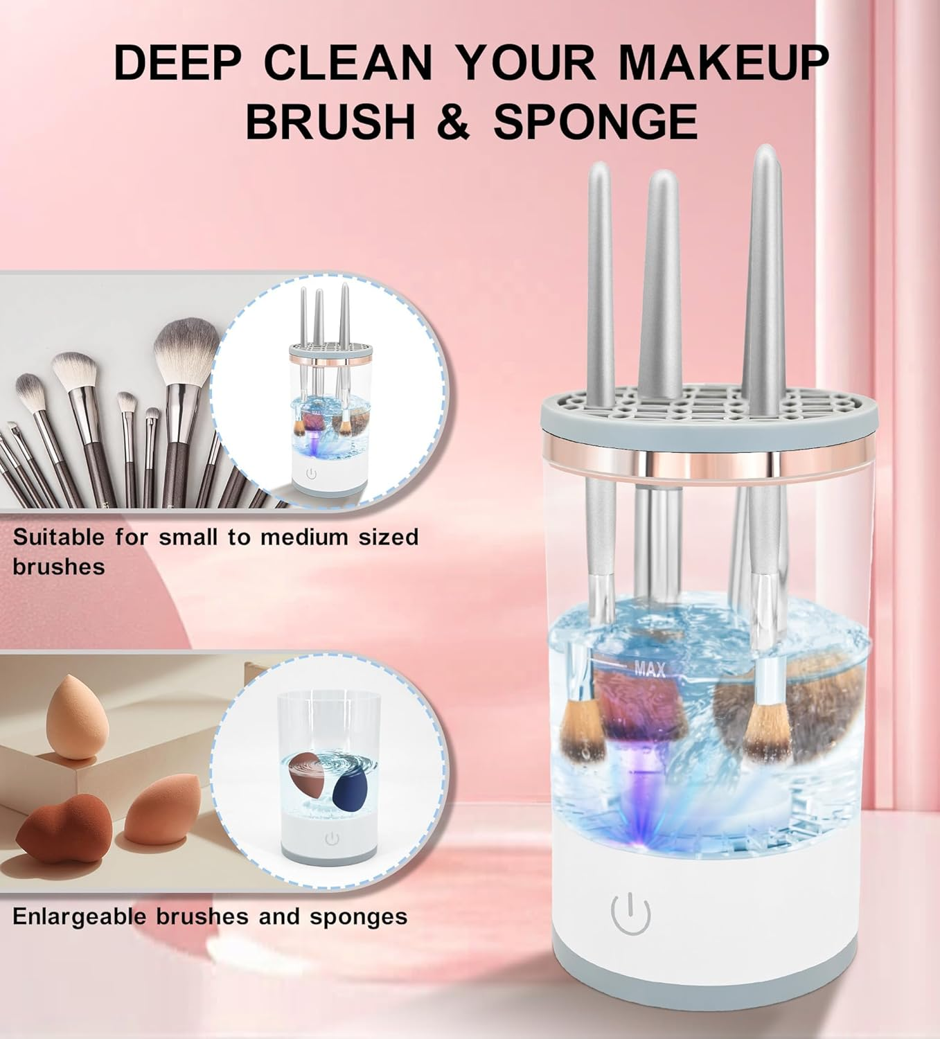 YBVABE Electric Makeup Brush Cleaner and Dryer &ndash; Rechargeable Automatic Brush Cleaning Machine for Deep Cleaning and Fast Drying All Types of Makeup Brush Types image number 4