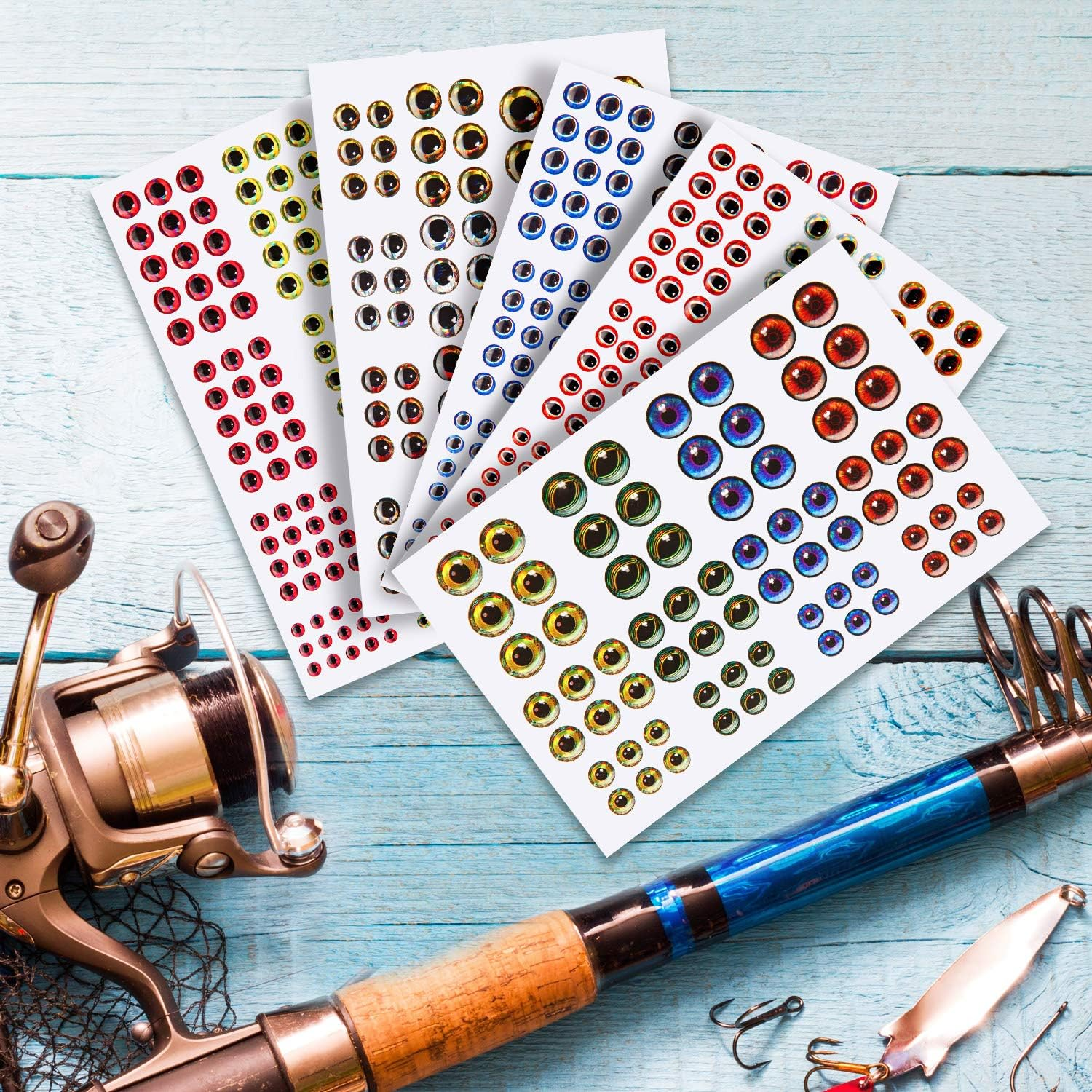 Gejoy 1242 Pieces 3D 4D Fishing Eyes Oval Fishing Lure Eyes Realistic Fishing Eye for Making Fishing Bait Fly Tying Streamers Lures Crafts (6 Sizes: 3 Mm/ 4 Mm/ 5 Mm/ 6 Mm/ 8 Mm/ 10 Mm) image number 2