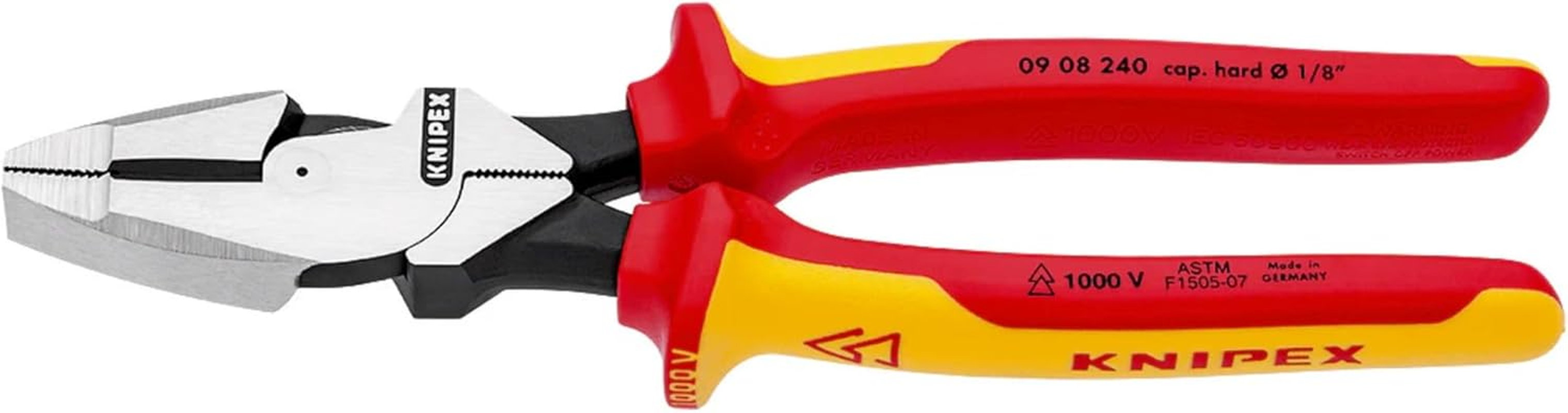 Knipex 09 08 240 US 9.5-Inch Insulated Ultra-High Leverage Lineman'S Pliers image number 2