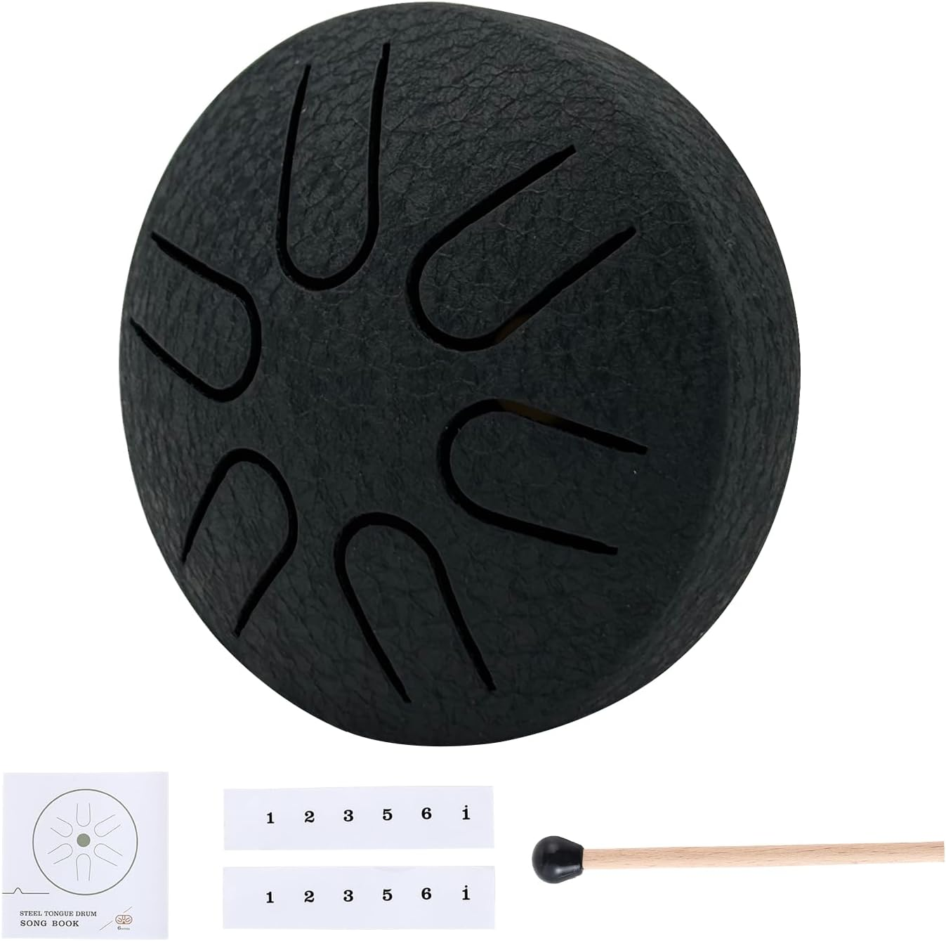 Yahpetes Steel Tongue Drum Musical Percussion Instrument Metal Rain Drum for outside 3 Inch 6 Notes C-Key for Meditation Yoga Education Percussion with Bag, Music Book, Mallets (3"6 Tone, Silver) - 3"6 Tone, Navy Blue