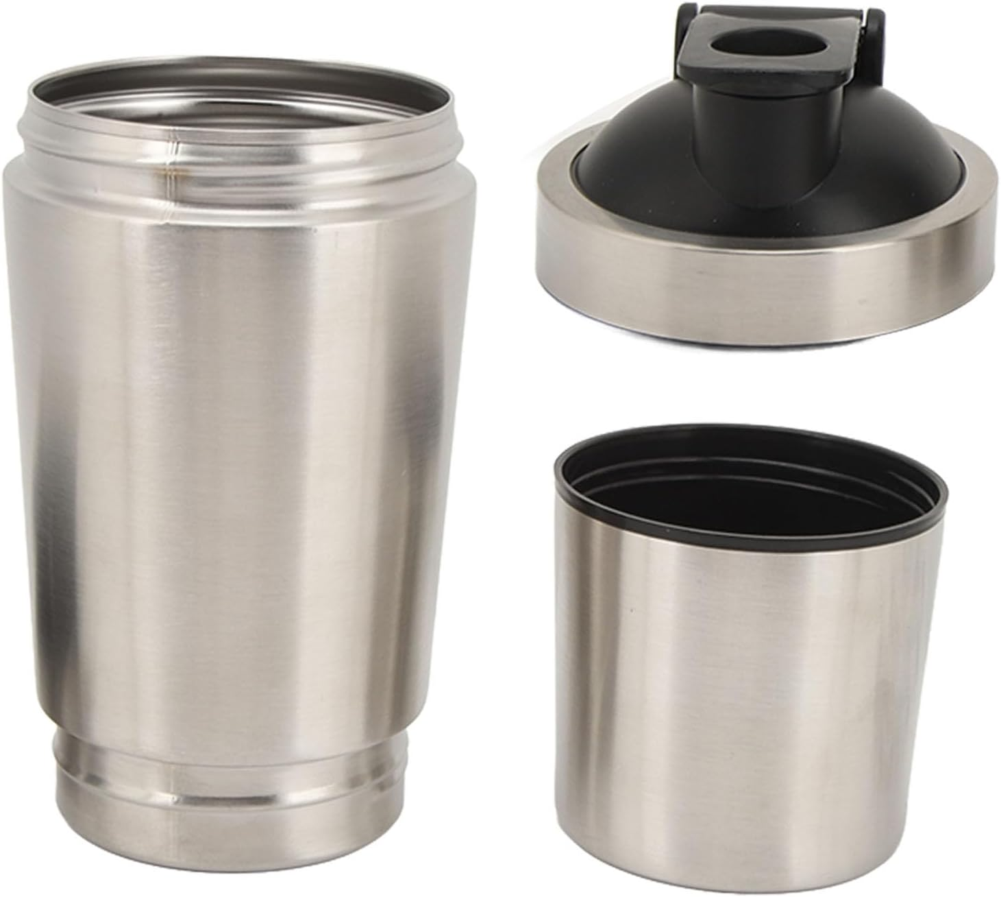 Protein Shaker, Stainless Steel Easy Clean 2 Pieces Easy Shaker Bottle Portable with Wire Whisk for Fitness (600Ml) image number 1