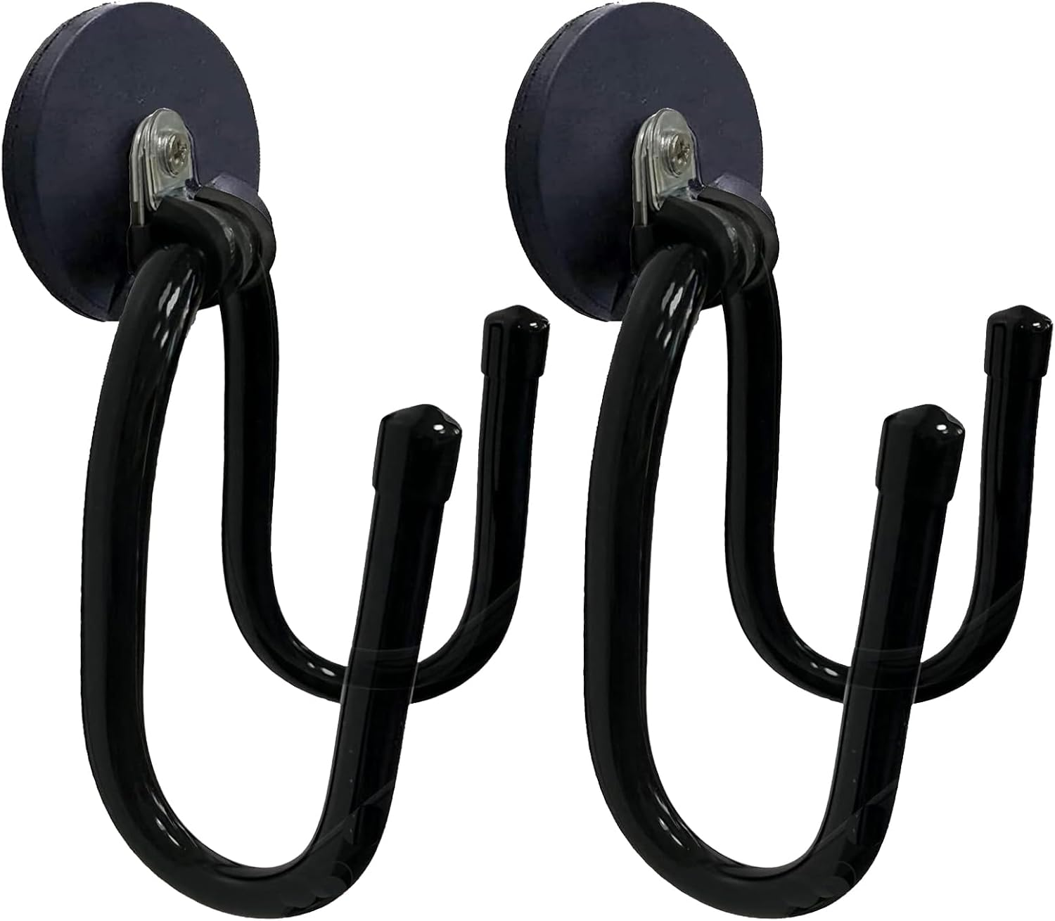 Pmsanzay 2 Pack Strong Magnetic Garage Storage Hooks, Heavy Duty Magnet Organizer Hooks with Rubber Coating for Garden Tools, Hose,Workshop,Pool Tools,For Indoor & Outdoor Hanging (Black) image number 3