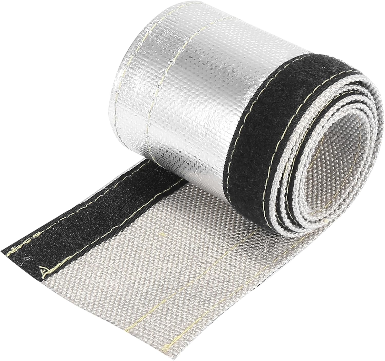 X AUTOHAUX Car Heat Shroud 3/4" ID 3.2Ft Aluminized Sleeving Insulated Shield Sleeve Heat Wire Shield Sleeve for 3/4" OD Fuel Lines Heat Protection image number 5