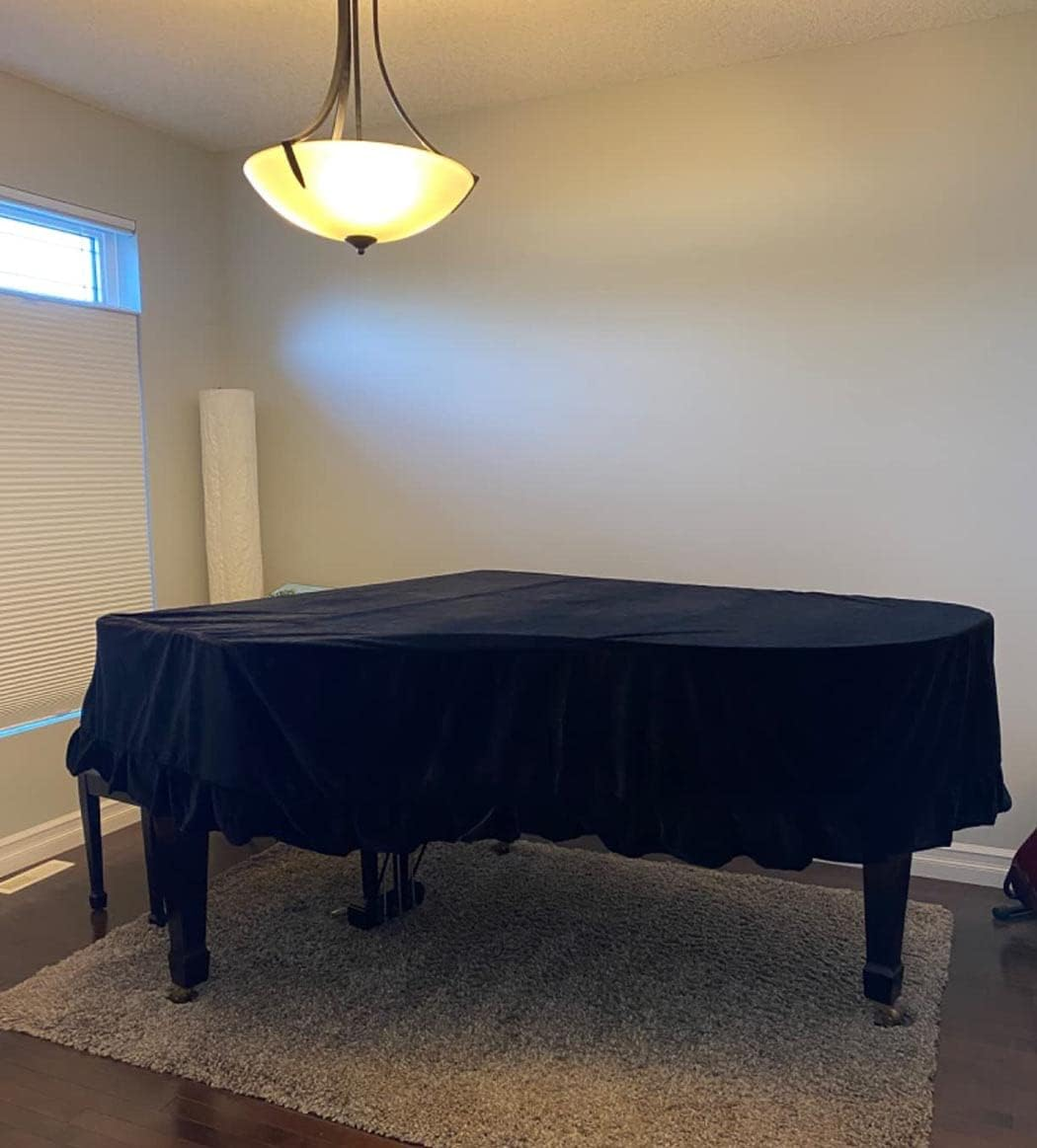 J&C Grand Piano Cover 220G Thicker Pleuche Cloth Golden Velvet 5Ft 5.5Ft 5&rsquo;8Ft 6Ft 6.8Ft 7.5Ft 8 Ft Dust-Proof Anti-Static Universal Covers Black (230-240Cm) image number 4