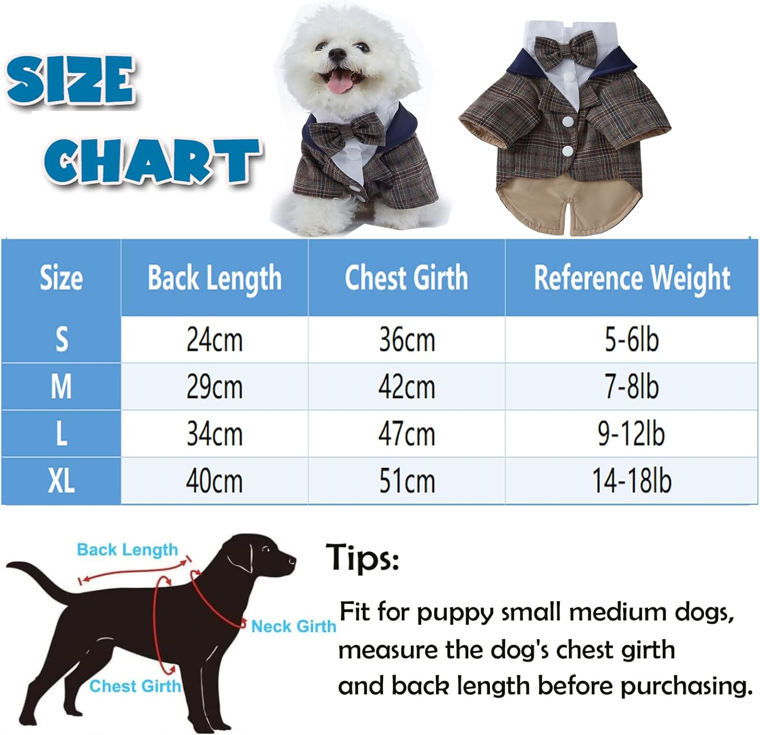 Small Dog Tuxedo, Dog Wedding Suit Puppy Formal Shirt, Dog Suit Formal Tuxedo with Black Bow Tie Small Medium Dogs Outfit for Party Birthday Festiva,Brown M image number 5