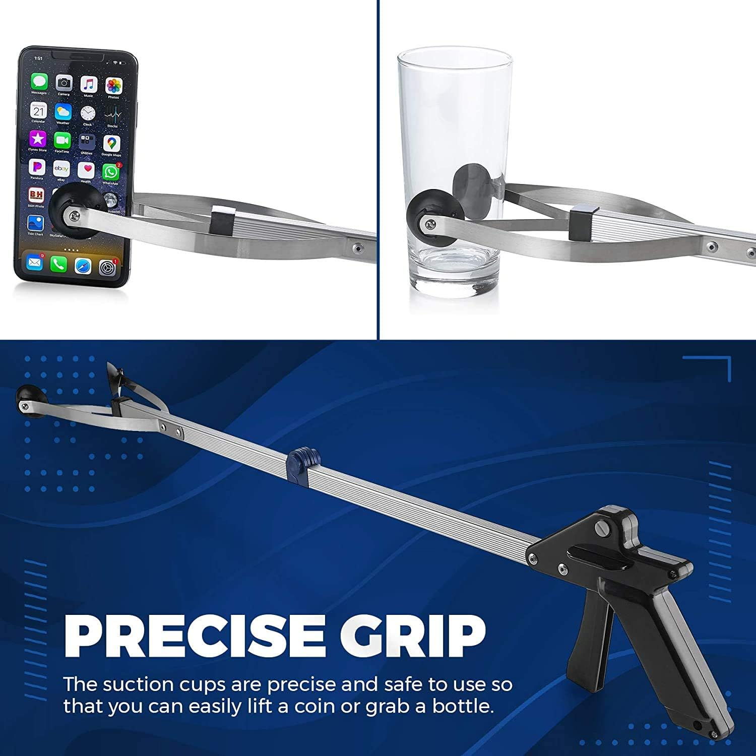 Reacher Grabber Tool - Gripping Device - Lightweight Durable Folding Claw Extends Arm Reach to 32 Inches Ideal Indoor and Outdoor Reaching Mobility Aid and Trash Grabber Picker Upper Tool image number 5