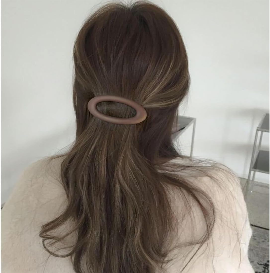 Bangbobi Set of 4 Ellipse Hair Clips for Women, Automatic, Large, Matt, Classic French Hair Clip Set for Women & Girls, Hair Accessories image number 1