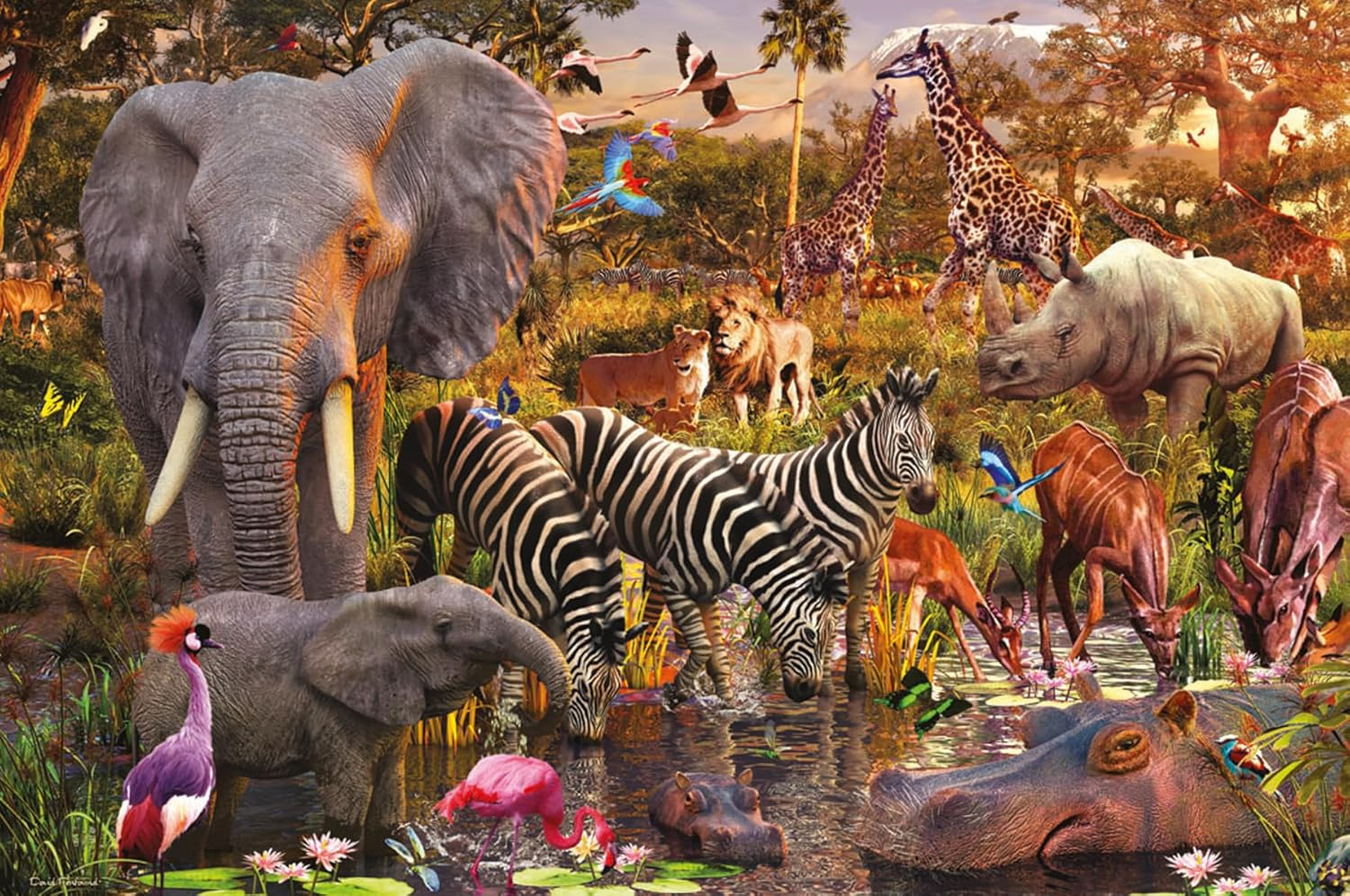 Ravensburger African Animal World Puzzle &ndash; 3000 Piece Jigsaw for Adults, Wildlife Safari Scene image number 2