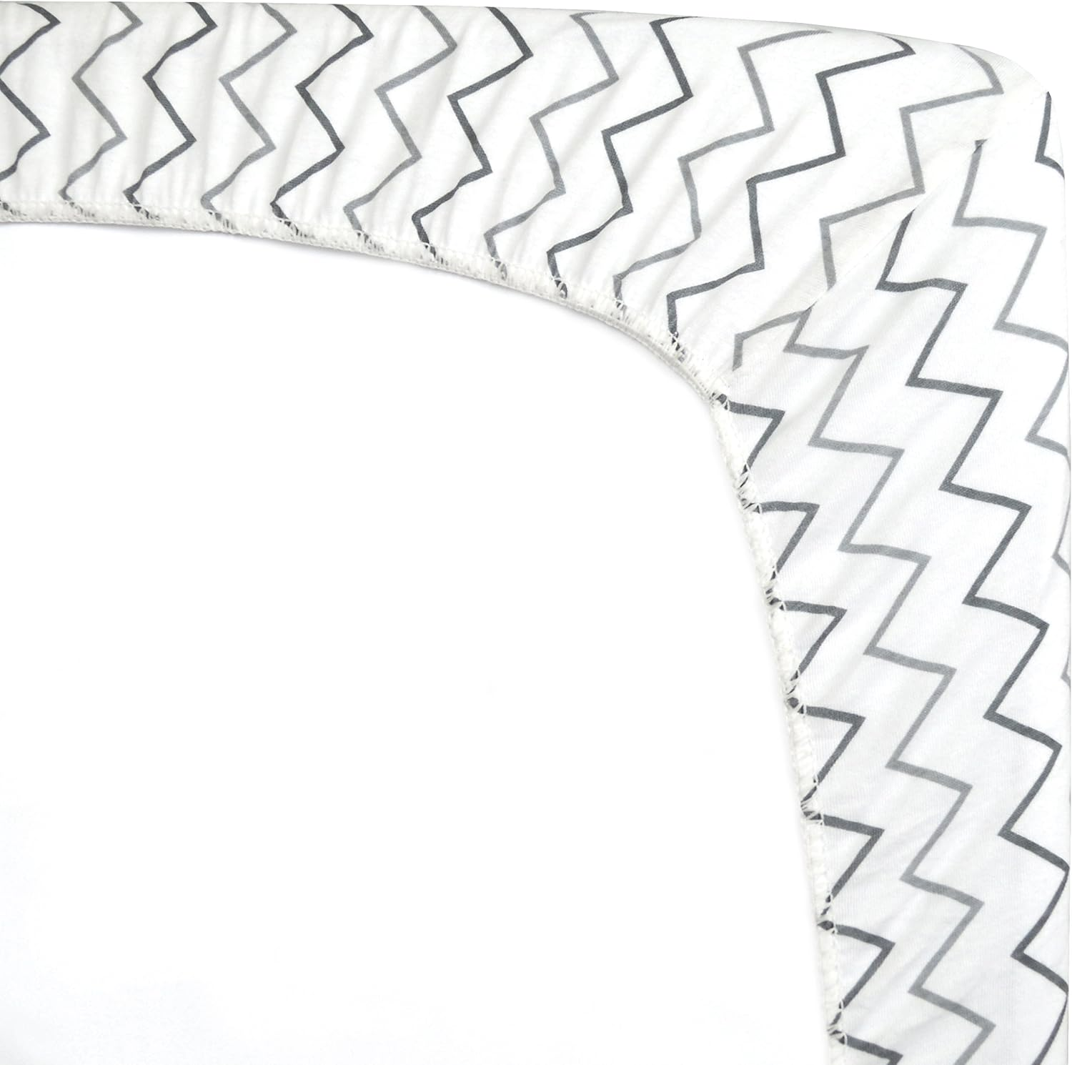 American Baby Company 2 Pack Printed 100% Cotton Jersey Knit Fitted Crib Sheet for Standard Crib and Toddler Mattresses, Gray Star/Gray Zigzag, for Boys and Girls image number 3