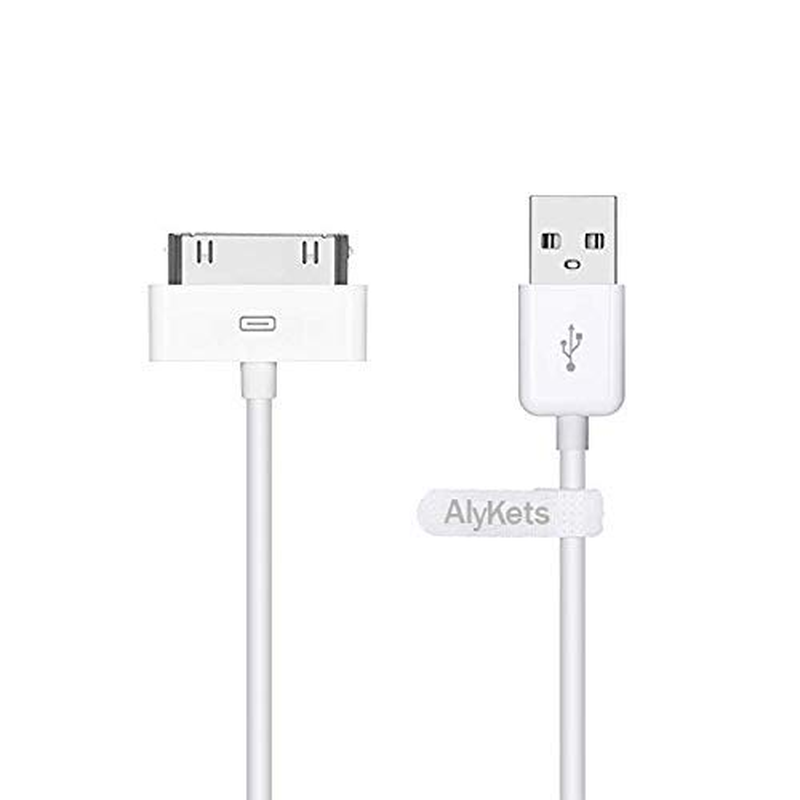 Alykes USB Sync Charging Cable 30-Pin to USB Cord and Charge Dock Cable Compatible with Iphone 4/4S,3/3Gs,Ipod Nano/Tuch （White, 3 Feet image number 1