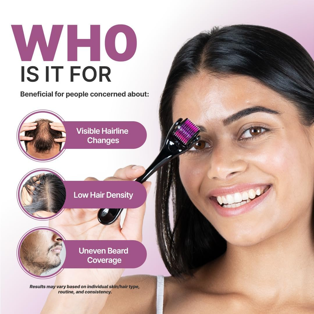 Sotrue Hair Growth Derma Roller 0.5 Mm with 540 Titanium Needles, Activates Hair Follicles, Repairs Damaged Hair, for Hair Fall & Hair Thickening, Reduces Acne Scars, Safe & Effective to Use image number 4